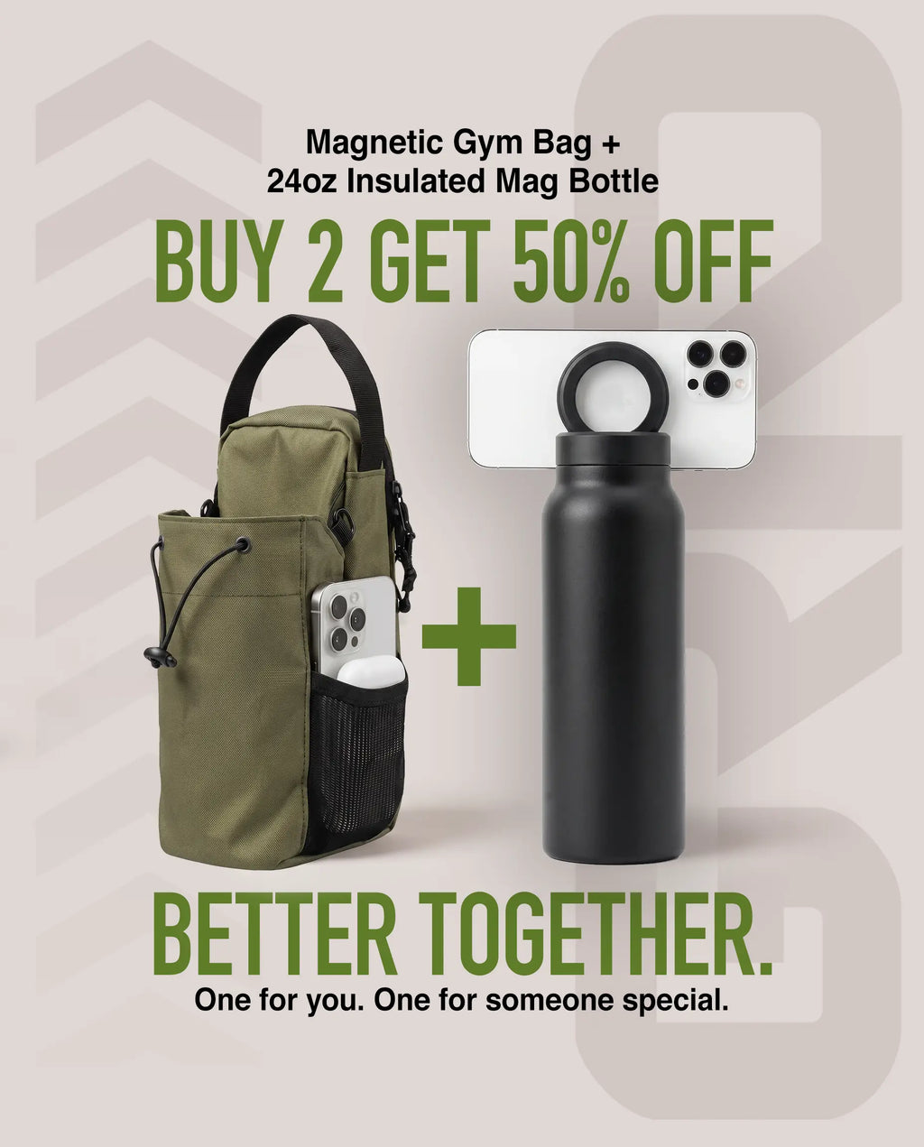 GRNDLESS Magnetic Gym Bag + 24 oz Insulated Mag Bottle (50% OFF)