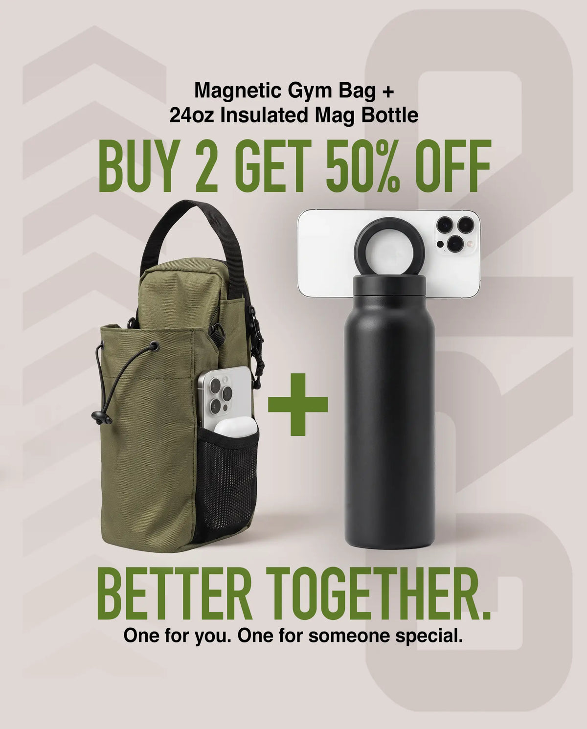 GRNDLESS Magnetic Gym Bag + 24 oz Insulated Mag Bottle (50% OFF)