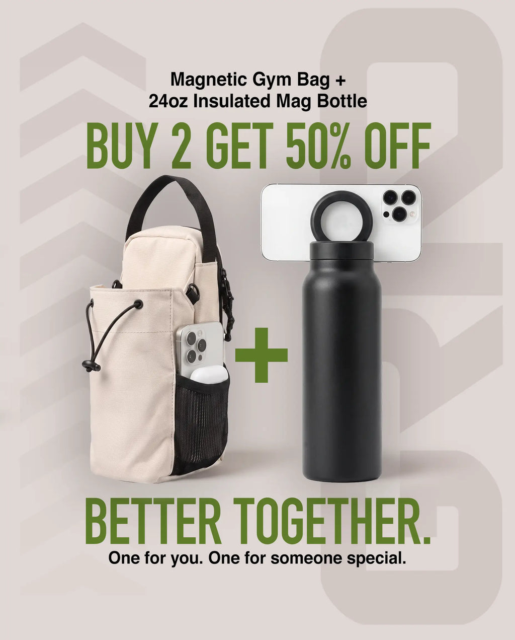 GRNDLESS Magnetic Gym Bag + 24 oz Insulated Mag Bottle (50% OFF)