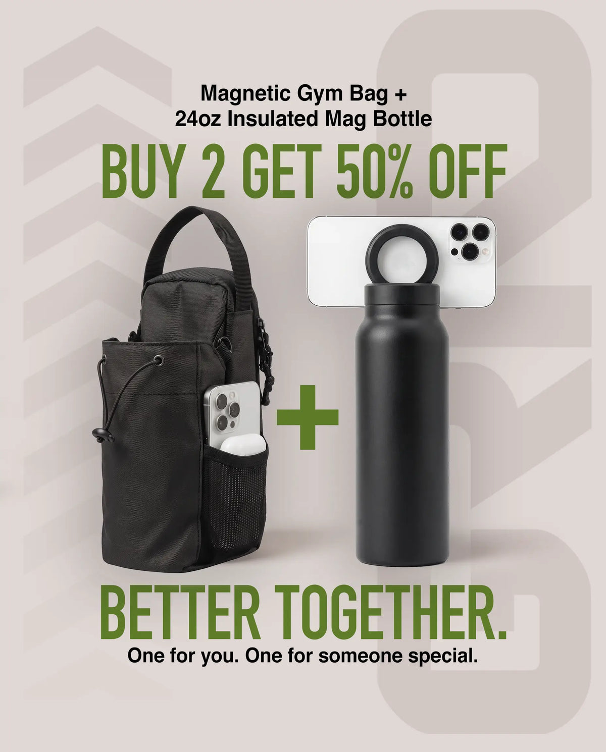 GRNDLESS Magnetic Gym Bag + 24 oz Insulated Mag Bottle (50% OFF)